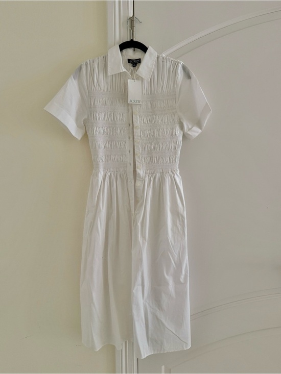 J. Crew Dresses & Skirts - J. Crew White Smocked Midi Shirt Dress